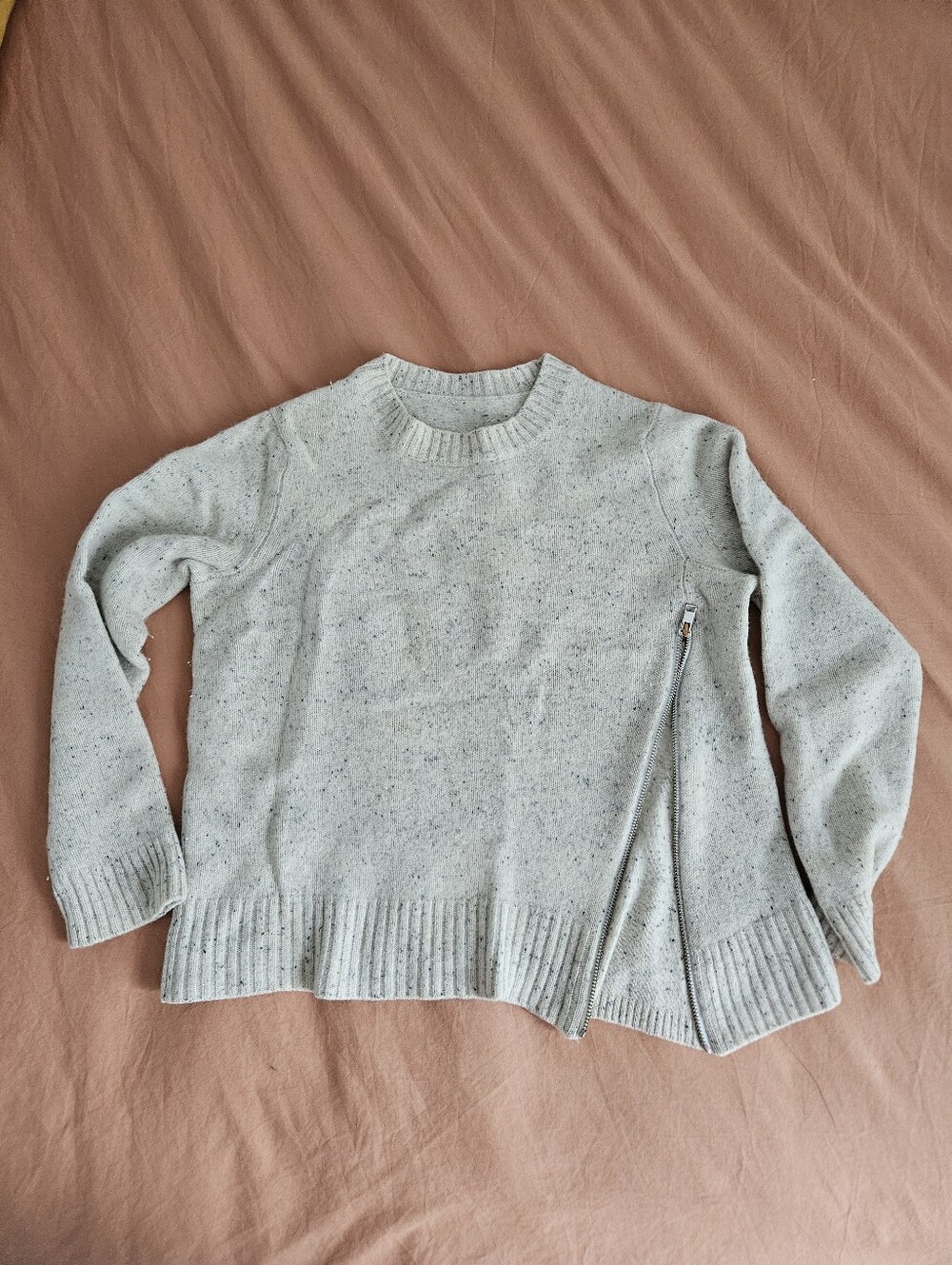100% Cashmere AQUA Zip Detail Donegal Crewneck Sweater - Medium - Picture 3 of 6